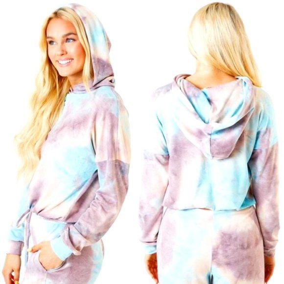 Altar'd State Tops - Hayley Tie Dye Hooded Lounge Cropped Top NEW CROP